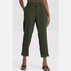 a new day Women’s Military Army Green Cuffed Chinos Elastic High Waist 8